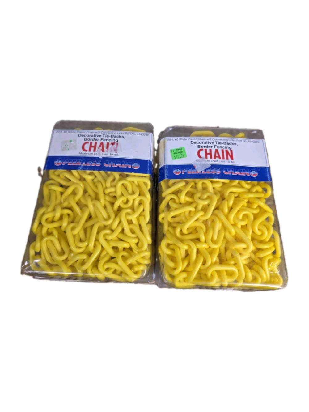 Peerless #6 Yellow Plastic Chain 20 Ft Lot of 4 80 Ft Barrier Fence 4540240
